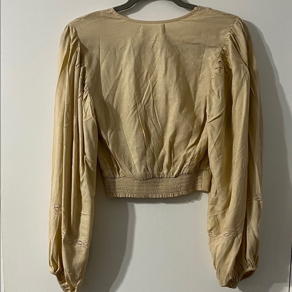 Cream Puff Sleeve Boho Peasant Blouse Lace S - Picture 5 of 5